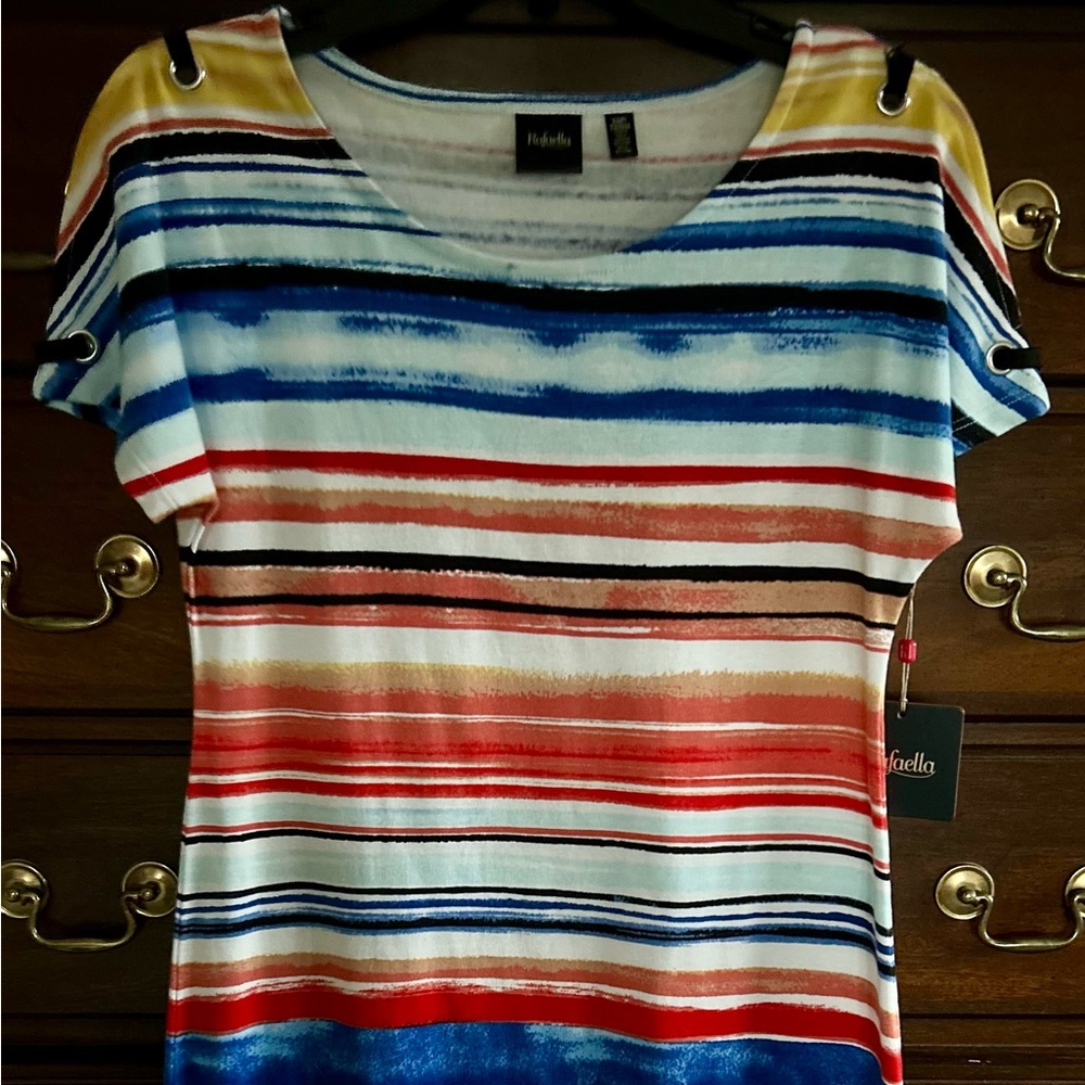 RAFAELLA PETITE MULTICOLOR STRIPED DRESS
